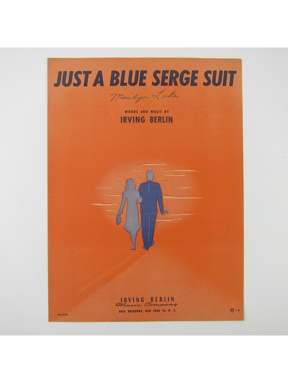 Sheet Music Just A Blue Serge Suit Irving Berlin WWII Soldier Song Vintage 1945